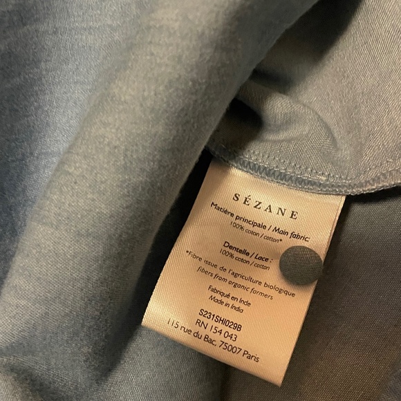 NWT Sezane Helio Shirt 100% Cotton Blouse Chambray- Size 36 or 4 US - Picture 7 of 8